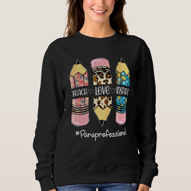 Sudadera Crayón de paraprofesional inspirar amor enseñar (Anverso)