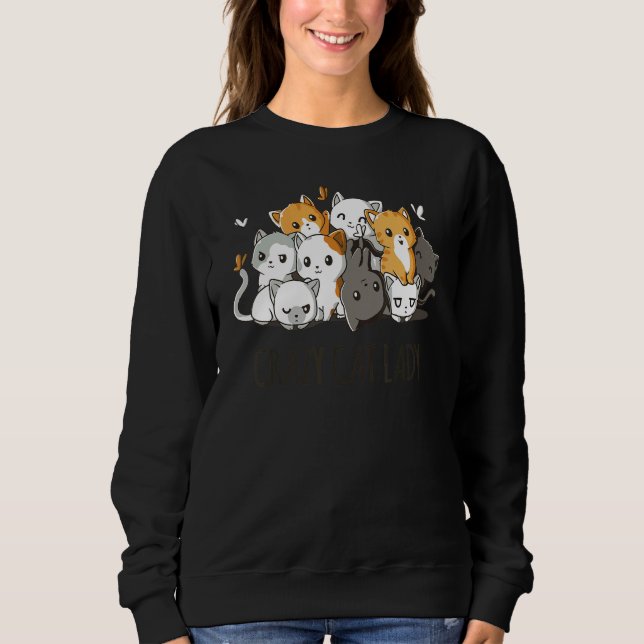 Sudadera Crazy Cat Lady Team Cat Butterfly Smile Tee (Anverso)