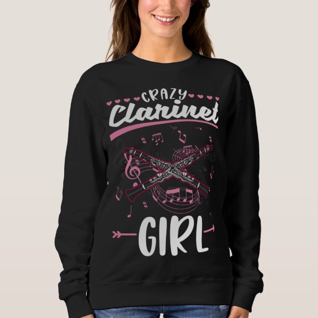 Sudadera Crazy Clarinet Girl Clarinetist (Anverso)