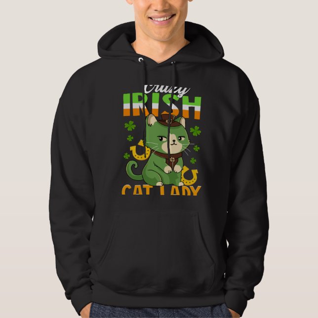 Sudadera Crazy Irish Cat Lady  Saint Patrick s (Anverso)