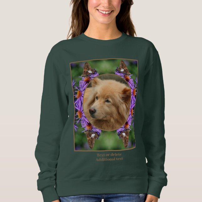 Sudadera Crea tu propio marco de flor astro de mariposa fot (Anverso)