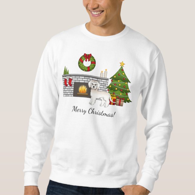 Sudadera Cream Mini Goldendoodle - Sala de Navidades festiv (Anverso)