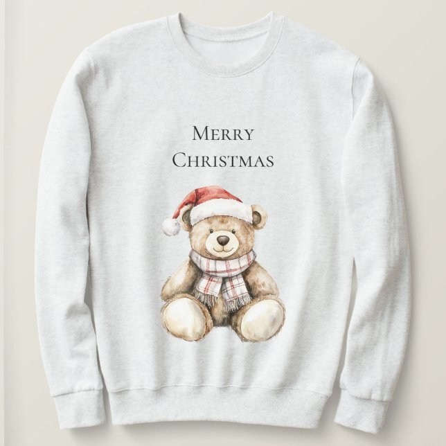 Sudadera Cream Plaid Navidades Teddy Bear (Anverso del diseño)
