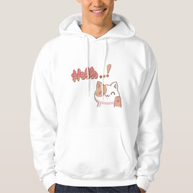 Sudadera Crear su propio diseño personalizado Hola gato lin (Anverso)