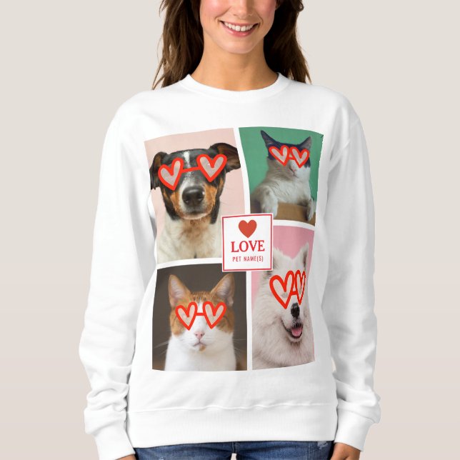 Sudadera Create Your Own 4 Pet Photo Valentine Collage (Anverso)