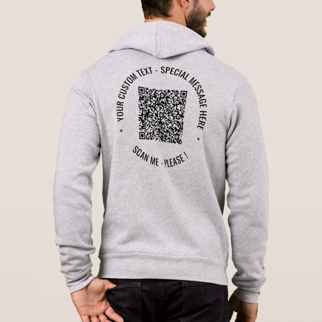 Sudadera Create Your Own QR Code Hoodie Personalized Text (Reverso)