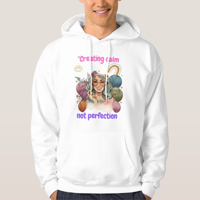 Sudadera Creating calm, not perfection - Retro knitting gir (Anverso)
