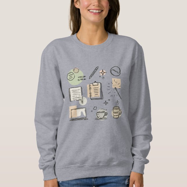 Sudadera Creative Tools & Icons Collage – Hand-Drawn (Anverso)