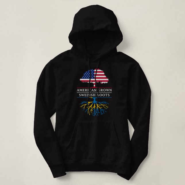Sudadera Crecer estadounidense con raíces suecas Orgullo pr (Diseño del anverso)