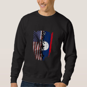 Sudadera Crecido Americano Raíces Laos USA Bandera de Laos