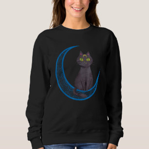 Sudadera Creciente Estético Gótico Místico Gato Fanático