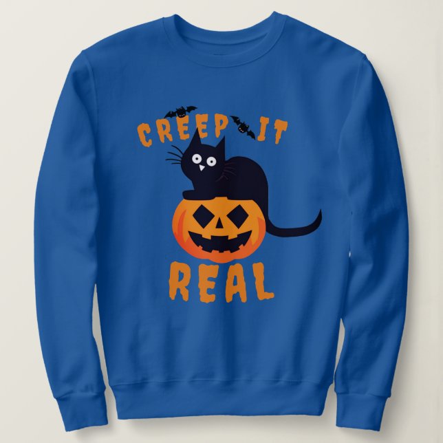 Sudadera Creep It Real Halloween Black Cat Sweshirt (Anverso del diseño)