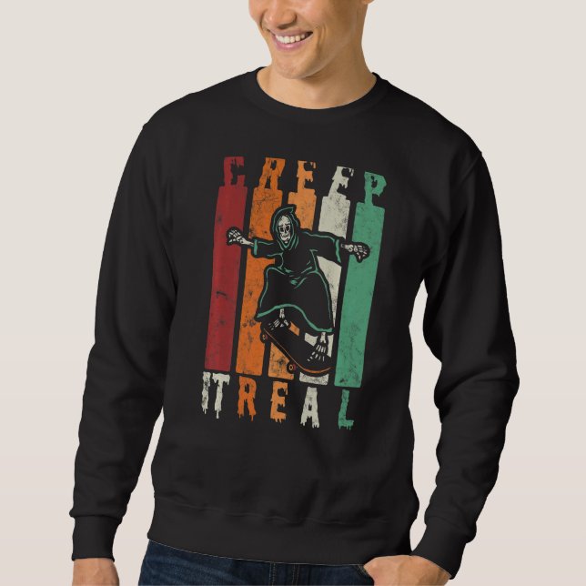 Sudadera Creep It Real Spookone Halloween Skeletboard (Anverso)