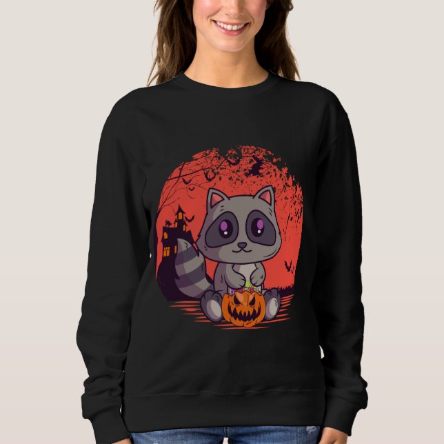 Sudadera Creepy lindo mapache Jack O' Lantern Spooky Hallow (Anverso)