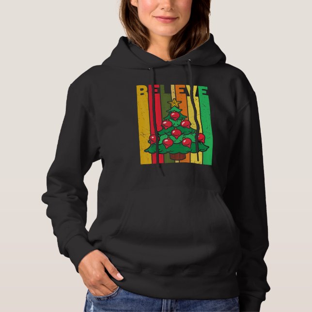 Sudadera Creer árbol de Navidad retro (Anverso)