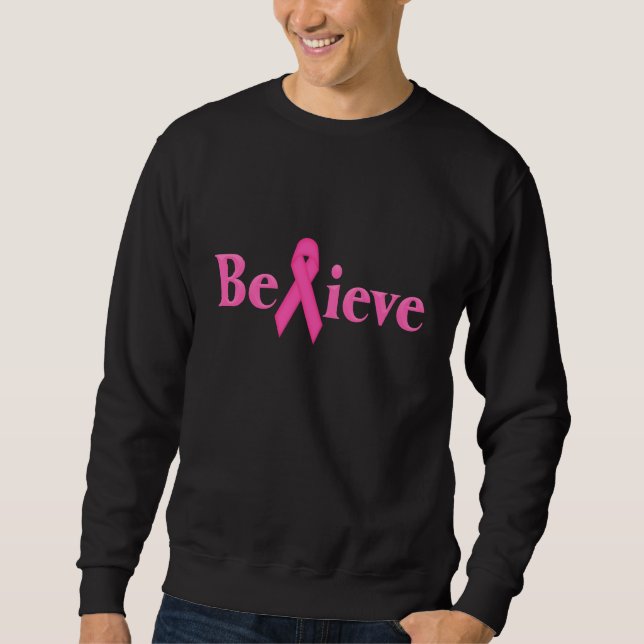 Sudadera Creer Cáncer de Mama De Cinta Rosa (Anverso)