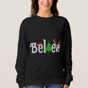 Sudadera Creer que los Navidades de reno y Santa Tree coinc