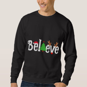 Sudadera Creer que los Navidades de reno y Santa Tree coinc