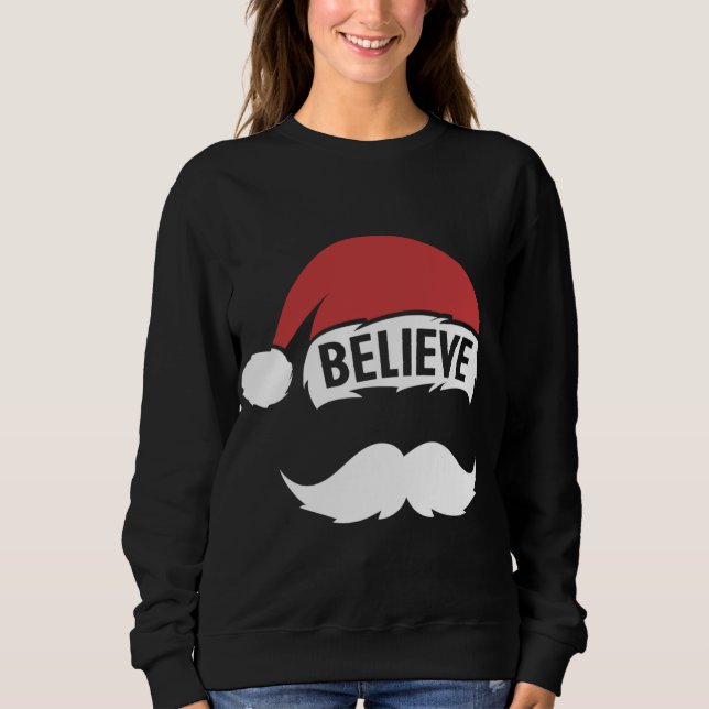 Sudadera Creer Santa Hat Cap Blanco Mustache Familia Cristo (Anverso)