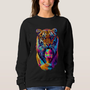 Sudadera Crema de hielo de fuerte tigre, cono retro de 80's