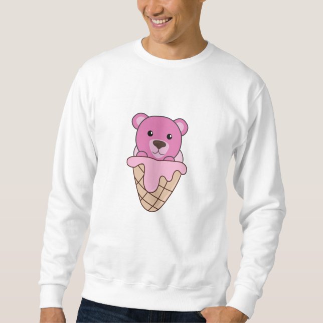 Sudadera Crema De Hielo Rosado De Oso Animales Cubiertos De (Anverso)