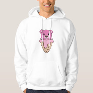 Sudadera Crema De Hielo Rosado De Oso Animales Cubiertos De