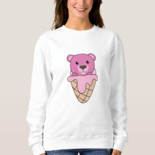 Sudadera Crema De Hielo Rosado De Oso Animales Cubiertos De
