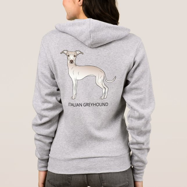Sudadera Crema Italiana Greyhound Dog Con Texto Personaliza (Reverso)