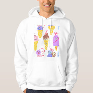 Sudadera Cremas de hielo de Kawaii, lindo patrón sin costur