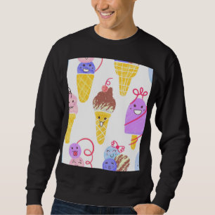 Sudadera Cremas de hielo de Kawaii, lindo patrón sin costur