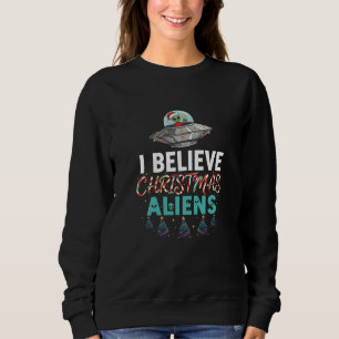 Sudadera Creo en los aliens de Navidad divertida ciencia fi