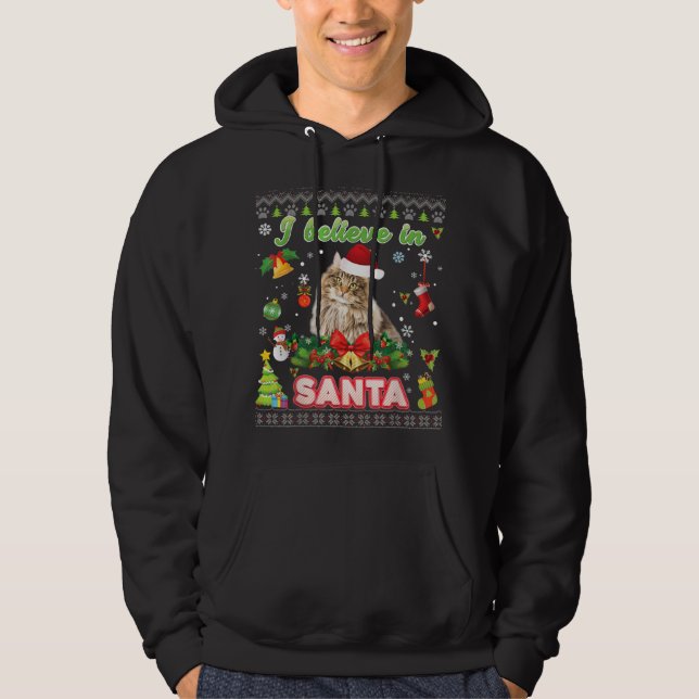 Sudadera Creo En Los Navidades De Gatos Forestales De Santa (Anverso)