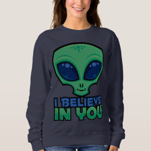 Sudadera Creo en ti Alien de Dibujos Animados Amigable
