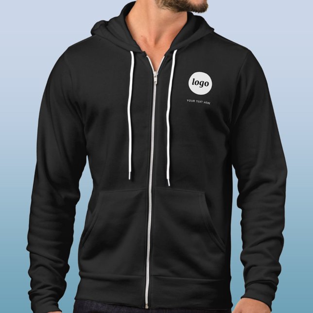 Sudadera Crest Business de Logotipo y Texto Simple (Simple logo with custom text business branding promotional team uniform zip hoodie )