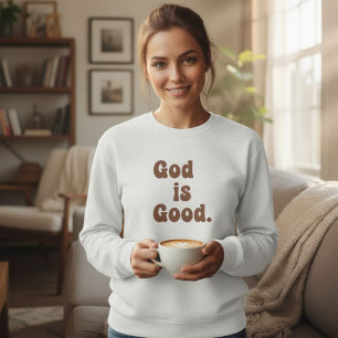 Sudadera Crewneck Sweatshirt God Is Good Retro Faith