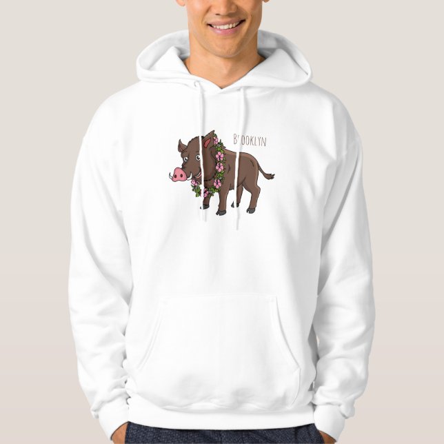 Sudadera Cría de jabalí y flores de personalizado (Anverso)