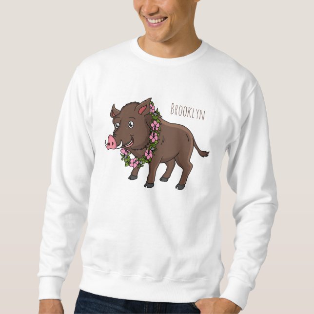 Sudadera Cría de jabalí y flores de personalizado (Anverso)