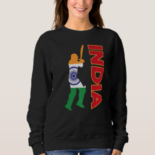 Sudadera Cricket India Bandera India del equipo de críquet 