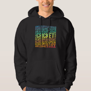 Sudadera Cricket Word Cloud Cricketer Bat And Ball Player C