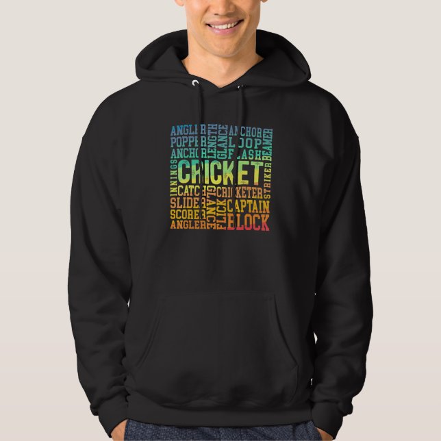Sudadera Cricket Word Cloud Cricketer Bat And Ball Player C (Anverso)