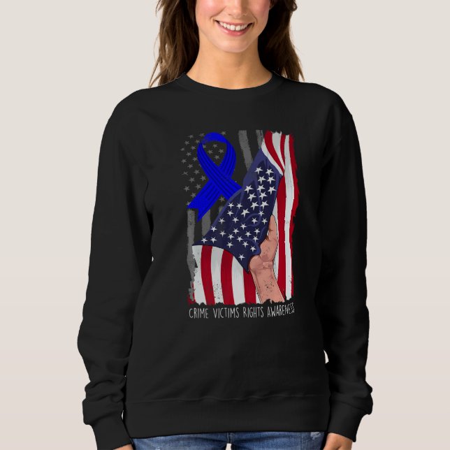 Sudadera Crime Victims Rights Awareness American Flag Blue  (Anverso)