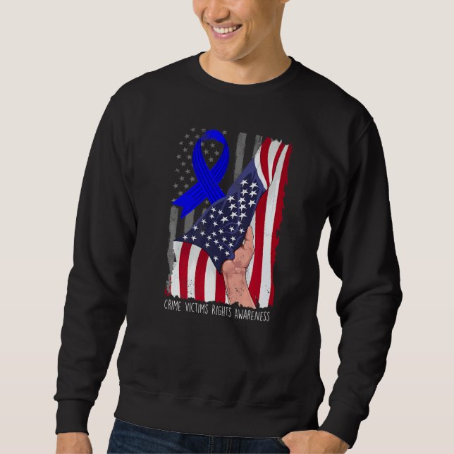 Sudadera Crime Victims Rights Awareness American Flag Blue  (Anverso)
