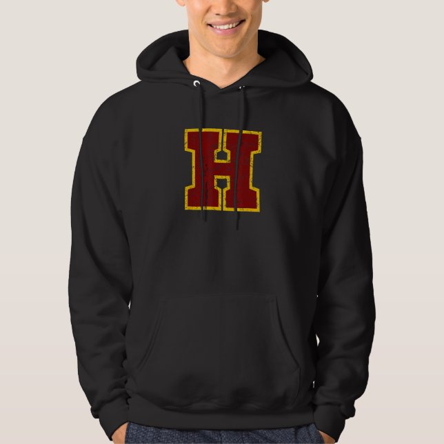 Sudadera Crimson Red Yellow Letter H Team Font Monogram Dis (Anverso)