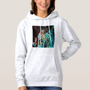 Sudadera Crisantemo Arte brillante Azul Verde, Blanco y Roj