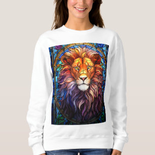 Sudadera Cristal Manchado Estilo Tiffany Majestuoso León