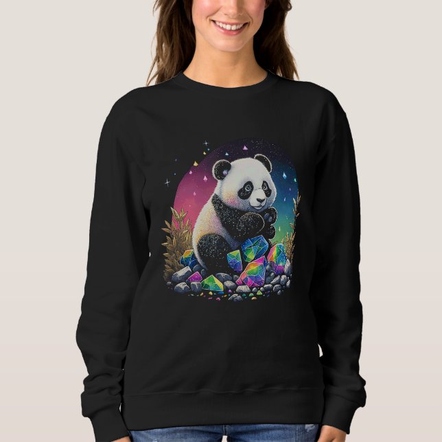 Sudadera Cristales Esotéricos de Panda Ilustración Adorable (Anverso)