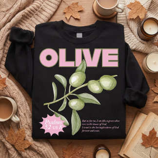 Sudadera cristiana oliva Salmo 52:8 Fe