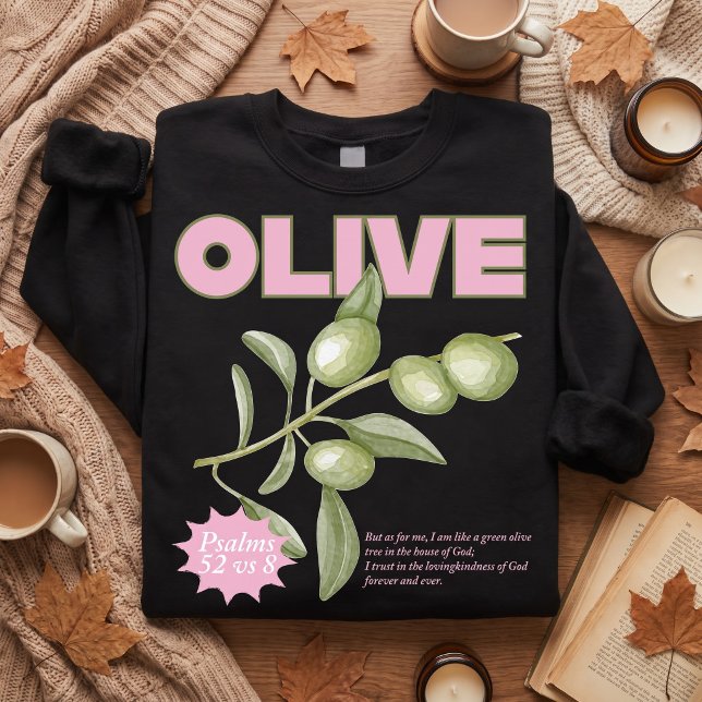Sudadera cristiana oliva Salmo 52:8 Fe (Subido por el creador)