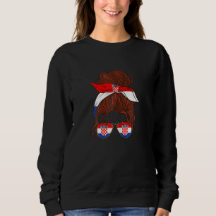 Sudadera Croacia Hrvatska Chica de Gafas de Sol Orgullo Cro