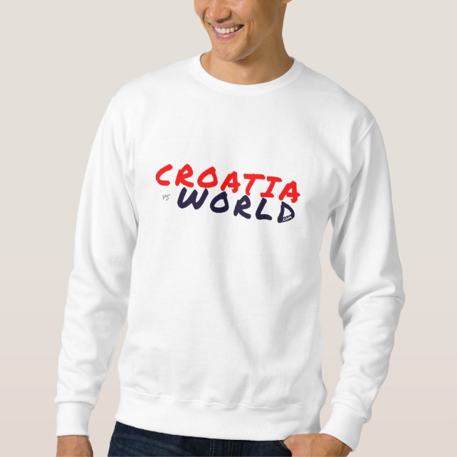 Sudadera CROACIAvsWORLD + .COM Blanco (Anverso)